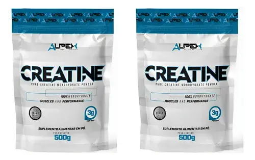 Kit Creatina 100% Pura 1kg (2und 500g) - Alpex Nutrition Sabor Sem Sabor