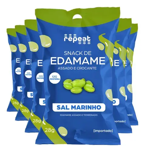 Kit 6 Packs Snack De Edamame Sal Marinho Repeat 28g