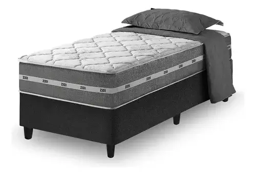 Cama Box Solteiro + Colchão Molas Ensacadas Zidi Miami 88cm