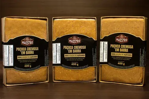 Kit 3 Paçoca Cremosa Gourmet Zero Açúcar Maestro Barra 400g