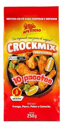 10 Pacotes Mistura Farinha Empanar Sem Glúten 250g Crockmix