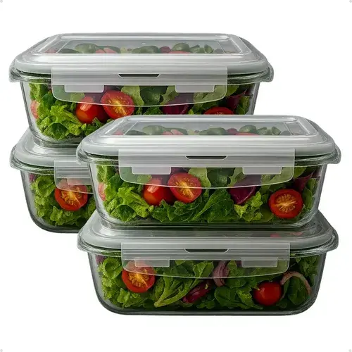 Kit 4 Potes Vidro 1040ml Hermético Marmita Forno Refratário