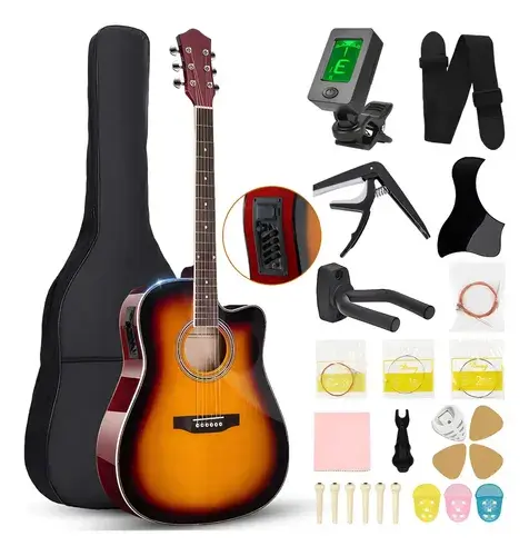 Violão Eletroacústico para Iniciante Destro com 6 Cordas e Acessórios