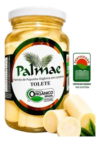 Palmito Orgânico Pupunha Inteiro 550g Macio Premium Vidro