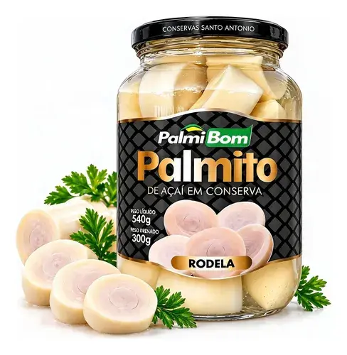 Palmito Açaí Em Rodelas 540g Vidro Alta Qualidade