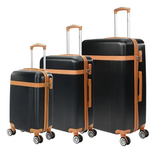 Kit de malas de viagem P/M/G ABS Rodas Duplas 360° Removíveis Bruges Swiss Move Preto