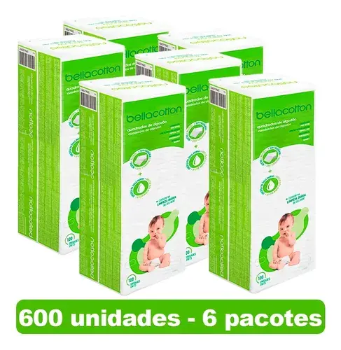 Kit Algodão Bellacotton Quadrado Para Bebê - 6 Pacotes