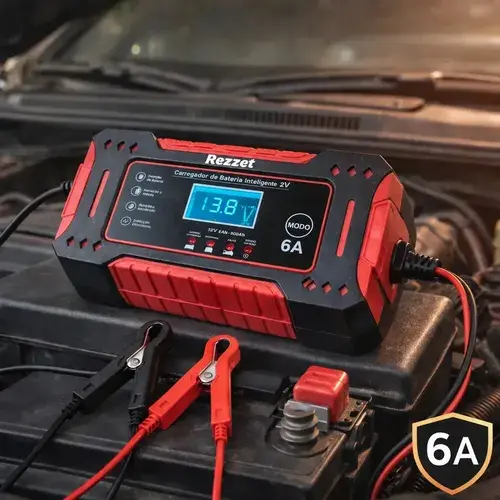 Carregador De Bateria Automotiva Portátil 12v 4ah-100ah 6a Carro Moto Caminhão Automático