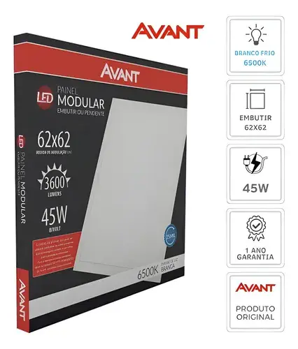 Kit 10 Painel 60x60 45w Avant Quadrado Embutir Branco Frio