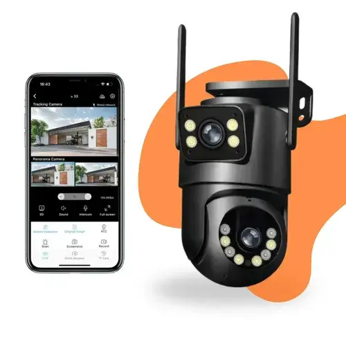 Câmera De Segurança Ip Interna Externa Wifi A28/a31/8695 Dome Lente Dupla Lentes 2 Em 1 Prova Dagua Ip66 App Icsee/Yoose Vigilância Visão Noturna Infravermelho Alarme Auto Tracking Brazuca
