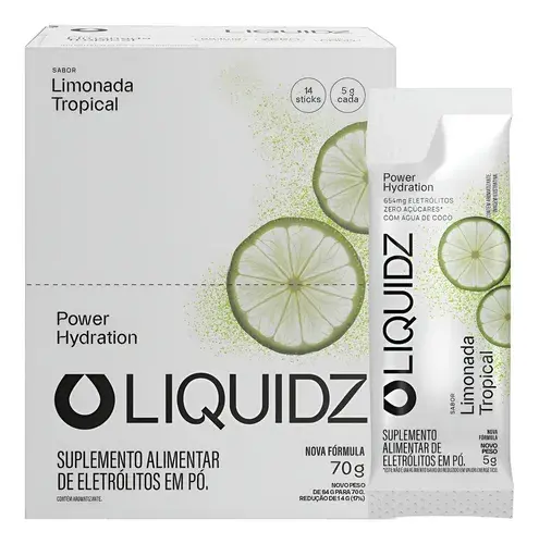 Liquidz® Eletrólitos Zero Açúcar Limonada Tropical 14 Sachês