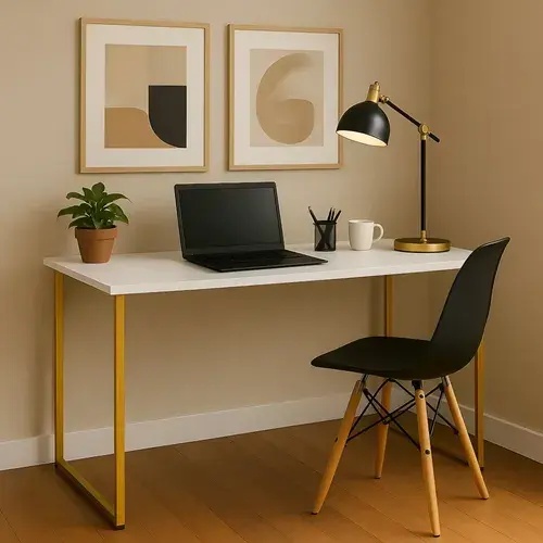 Escrivaninha Industrial 110cm Mesa Estudo Aparador Pés Aço