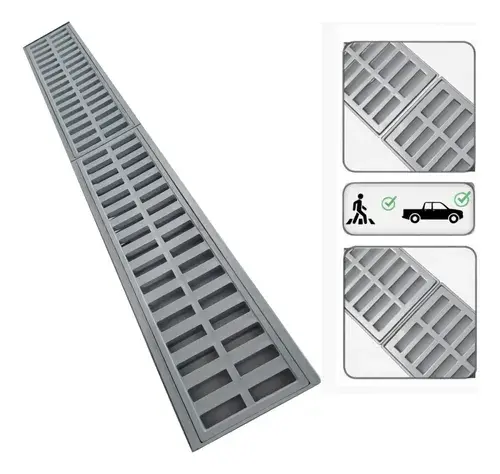 Ralo Linear 15x100cm Grelha E Suporte Para Ralo (2 Pçs 50cm)