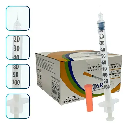 Seringa Sr Agulha Fixa De 1ml 6x0,25mm 31g C/100