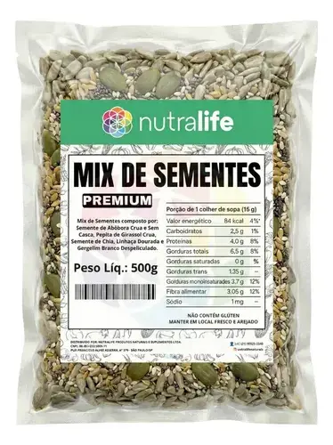 Mix De Sementes Abóbora Girassol Chia Linhaça Gergelim 500g