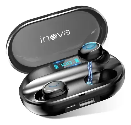 Fone De Ouvido Esportivo Sem Fio Tws Com Carregador Portátil - Preto