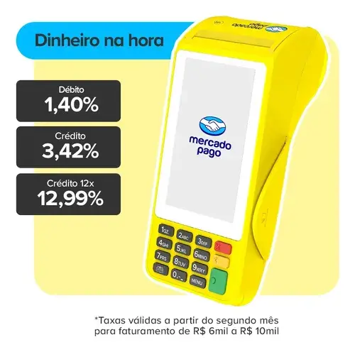 Maquininha De Cartão Pro 3 Mercado Pago Point Amarela Claro 4g/Wifi/Nfc