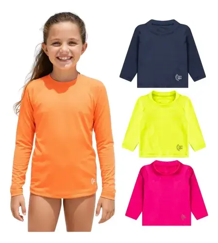 3 Blusa Infantil Proteção Solar Uv50+ Praia Piscina Juvenil