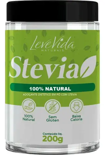 Adoçante Stévia Pó 200g - Vegano Sem Lactose E Glúten