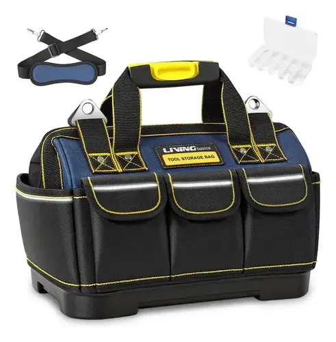 Bolsa Maleta Organizadora Ferramentas Eletricista Lona Reforçado Impermeável Oxford 1680d C/14 Bolsos Azul