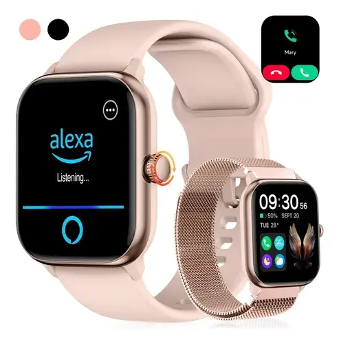 Relógio Inteligente Smartwatch Alexa Chamadas Bluetooth NOVANTE Rosa Digital Feminino Masculino Esportivo Notificações Instantâneas Agua IP68 350mAh 1.85 AMOLED Com Codificador Monitor Cardíaco Spo2
