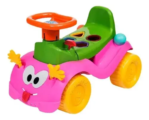 Andador Infantil Cardoso Rosa com Brinquedos Geométricos e Bolinhas