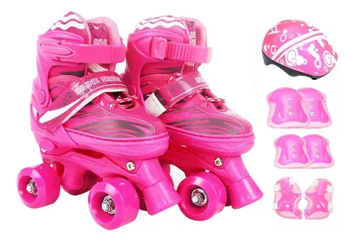 Patins Infantil 4 Rodas Roller Ajustável Capacete Proteção