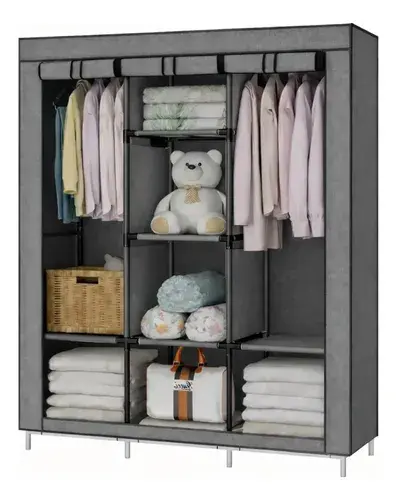 Armário Guarda Roupa Organizador Dobrável Desmontável Cor Cinza