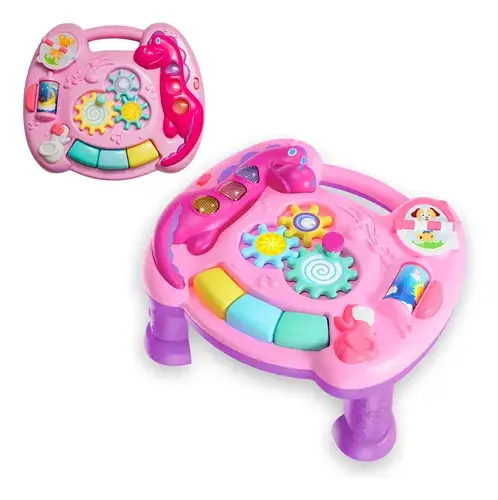 Mesinha Atividades Infantil Didática Mesa Bebe Interativa Cor Rosa