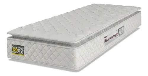 Colchão Solteiro Espuma D33 Pillow Top New Millenium Branco