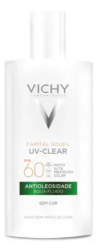 Protetor Solar Facial Sem Cor Antioleosidade Toque Seco FPS 60 Reduz Acne e Poros Acabamento Invisível Com Niacinamida Ácido Salicílico Capital Soleil UV-Clear Vichy 40g