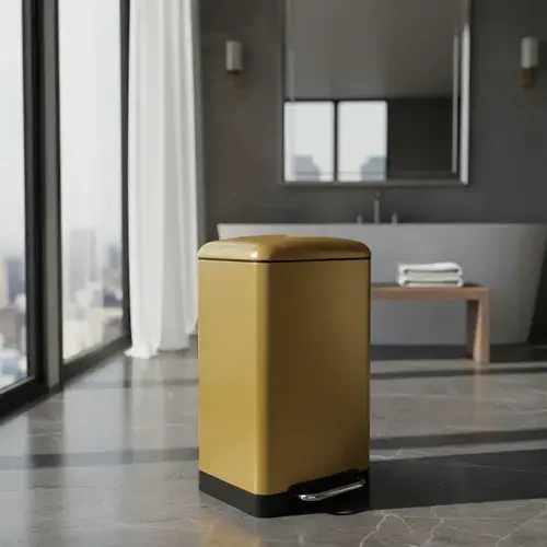 Lixeira Retangular Grande 30l Cozinha Dourada Casa Golden