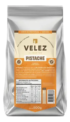 Pistache Torrado E Salgado Inteiro C/ Casca Velez 500g