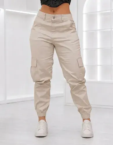 Calça Cargo Jogger Jeans Feminina Com Bolso Lateral Premium