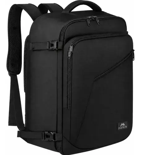 Mochila Viagem Masculina 40L Grande Impermeável Reforçada para Avião Item Pessoal Suporta até 10kg MATEIN 1159 Preto