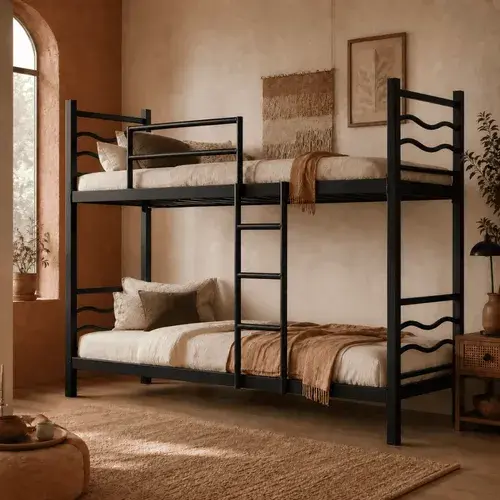 Cama Beliche De Aço Reforçada Solteiro Com Escada E Grades