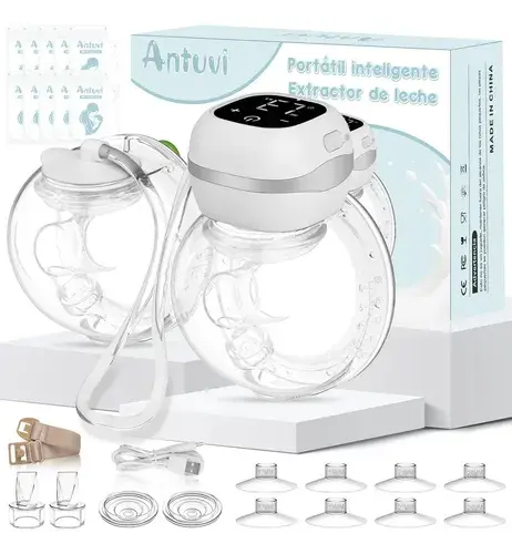 Bomba De Tirar Leite Materno Portátil Elétricas Antuvi Vestível Mãos Livres De Cabeça Dupla 17-24mm Flanges 180 ml