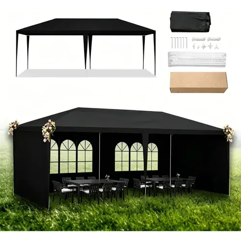Tenda Gazebo Azul Polietileno 3x6 Metros Desmontável Camping
