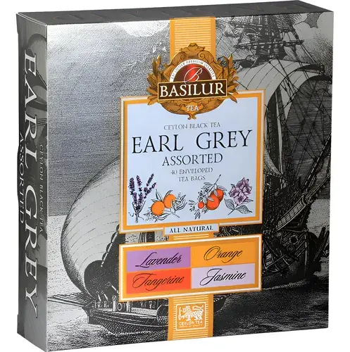 Chá Earl Grey Basilur Tea Tangerina Lavanda Jasmin 40 Sachês