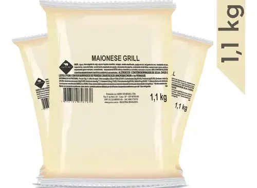 Maionese Grill Junior Molho Para Lanche Sem Glúten Em Saco Pouch 1.1kg