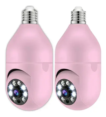 Kit 2 Câmera Lampada Espia Wifi Giro360 Graus Visão Colorida