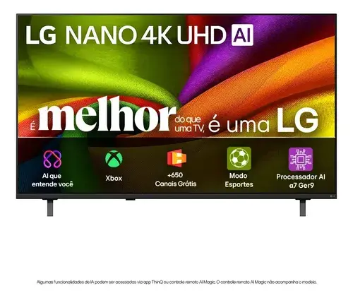 Smart TV 4K 65" LG NANO UHD AI NU850 2026 Processador 7 Ger9 HDR10 Xbox Bluetooth Wi-Fi AI Search Google Gemini webOS 26 - 65NU850BPSA