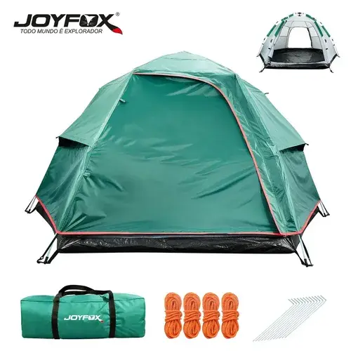 Barraca Camping Automática Joyfox 5-6 Pessoas Família 280*240*150cm Impermeável 3000mm Verde