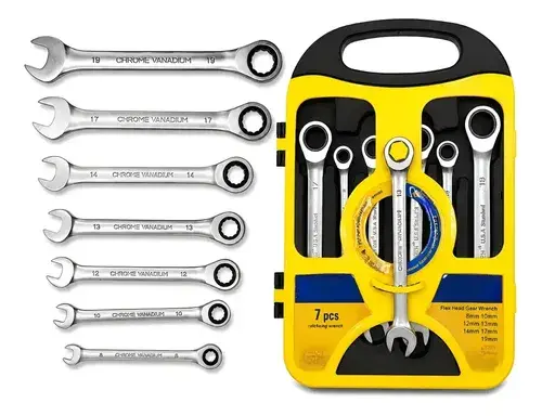Chave Combinada Catraca Jogo Chaves 7pcs Cabeça Móvel 8-19mm