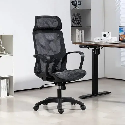 Cadeira Escritório Ergonômica Encosto Em Tela Respirável Preto Malha