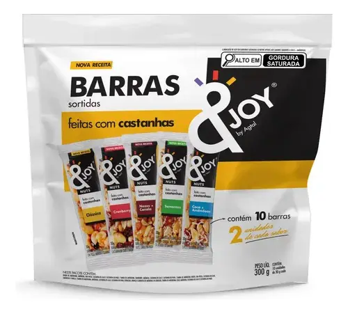 Barra de Nuts &Joy Sortida para Lanche, Pack com 10 Unidades