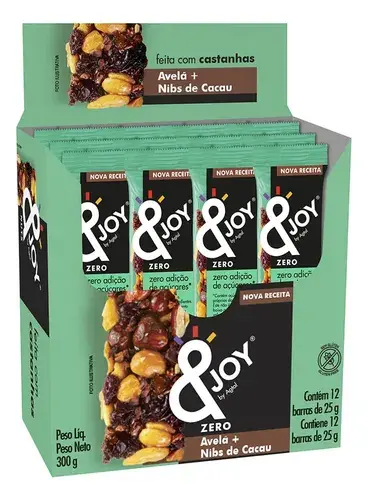Barra De Castanha Avelã E Nibs Ejoy Nuts Display 12 Un 25g