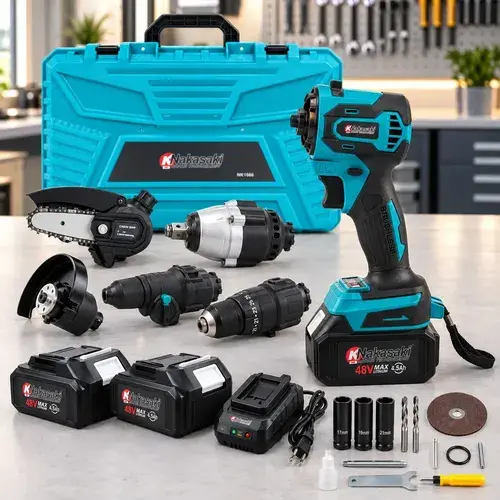 Kit Ferramentas 5 Em 1 Brushless 48v 2 Baterias Maleta