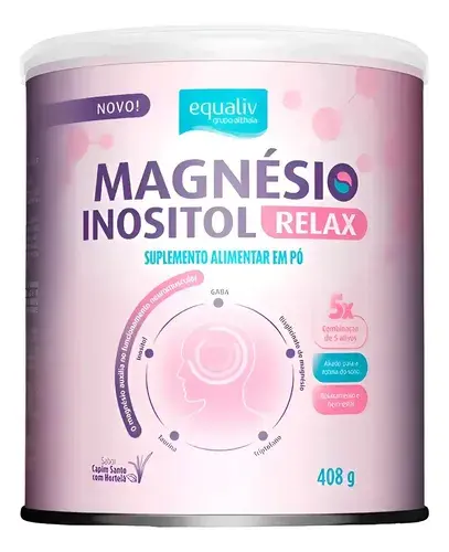 Magnésio/Inositol Equaliv Magnesio Inositol Relax 408g (Gaba + em pó sabor Capim santo com hortelã x 408g