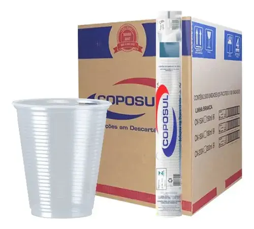 Copo P/ Água Reforçado 180ml Transp Descartável Ps 2500 Uni